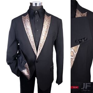 J Ferrar SLIM Tuxedo Blazer Tuxedo Jacket Coat Sz 48R Snake Pattern Two Button